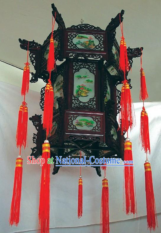 Chinese Oil Painting Palace Three Layers Ceiling Lantern