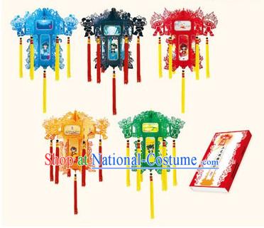 FuWa Papercut Paper Chinese Palace Lanterns 5 Pieces Set