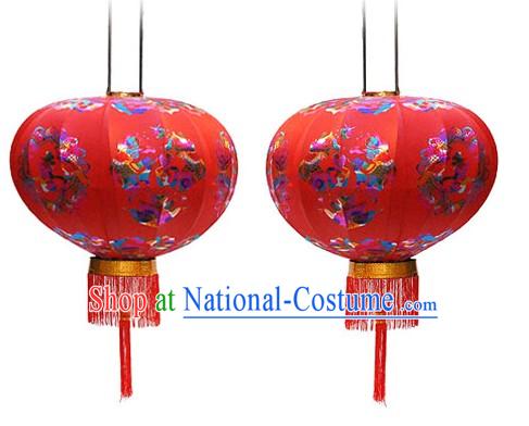 Chinese Ancient Palace Style Silk Lantern Pair