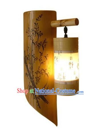 Chinese Hand Painted Plum Blossom Bamboo Wall Lantern