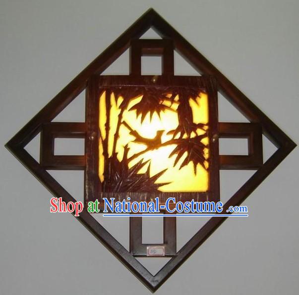 Chinese Hand Carved Bamboo Wall Lantern