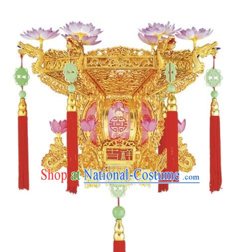 Chinese Golden Lotus Electric Palace Lantern