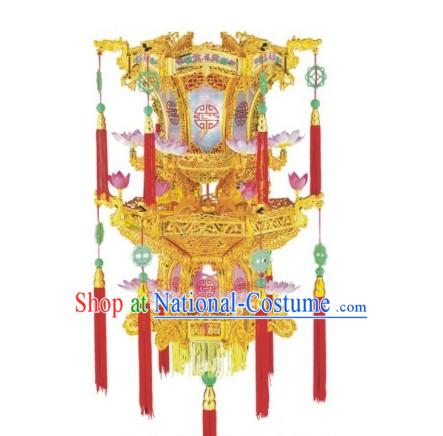 Chinese Three Layers Golden Electric Palace Lantern