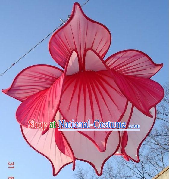 Large Red Silk Lotus Ceiling Lantern