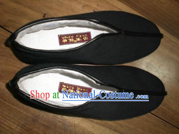 Plain Black Traditonnal Cotton Chinese Shoes