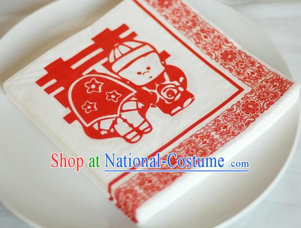 Traditional Chinese Wedding Style Three-ply Wedding Napkin