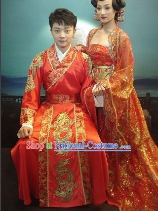 Chinese Traditional Dragon Wedding Dress Set for Bridegroom