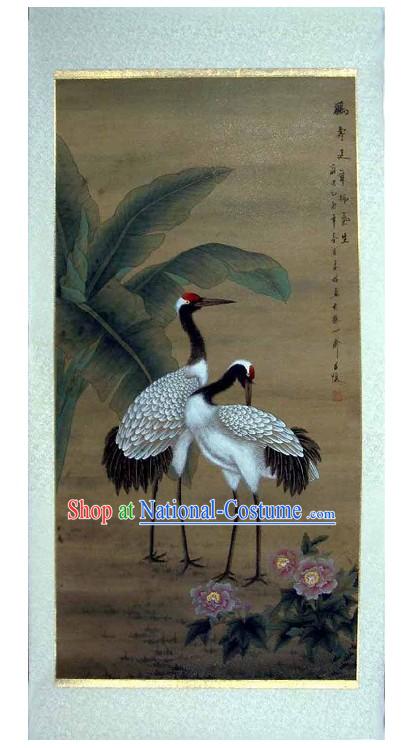 Traditional Chinese Painting Crane by He Lin