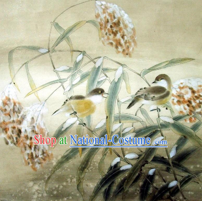 Traditional Chinese Painting - Double Birds Painting by Qin Shaoping