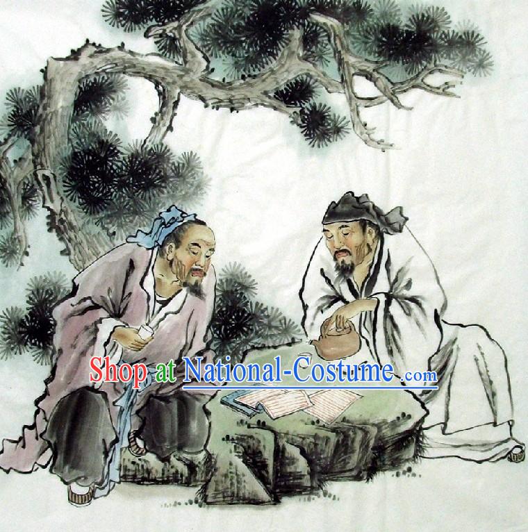 Traditional Chinese Painting - Playing Chess by Qing Shaoping