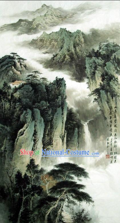 Traditional Chinese Hill Painting by Li Yifeng