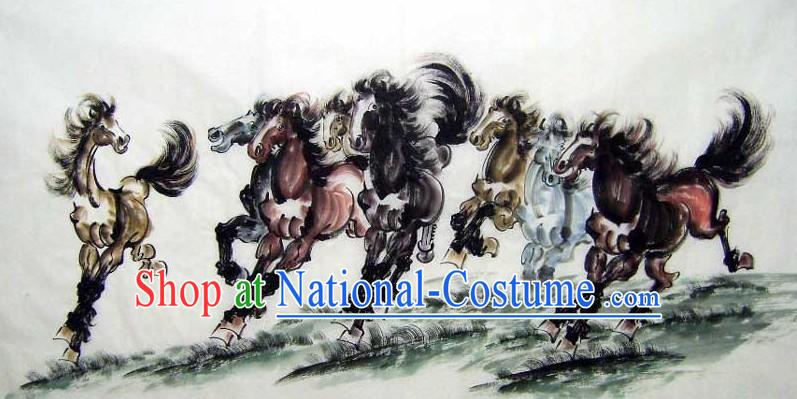 Traditional Chinese Watercolour Paintings - Running Horses