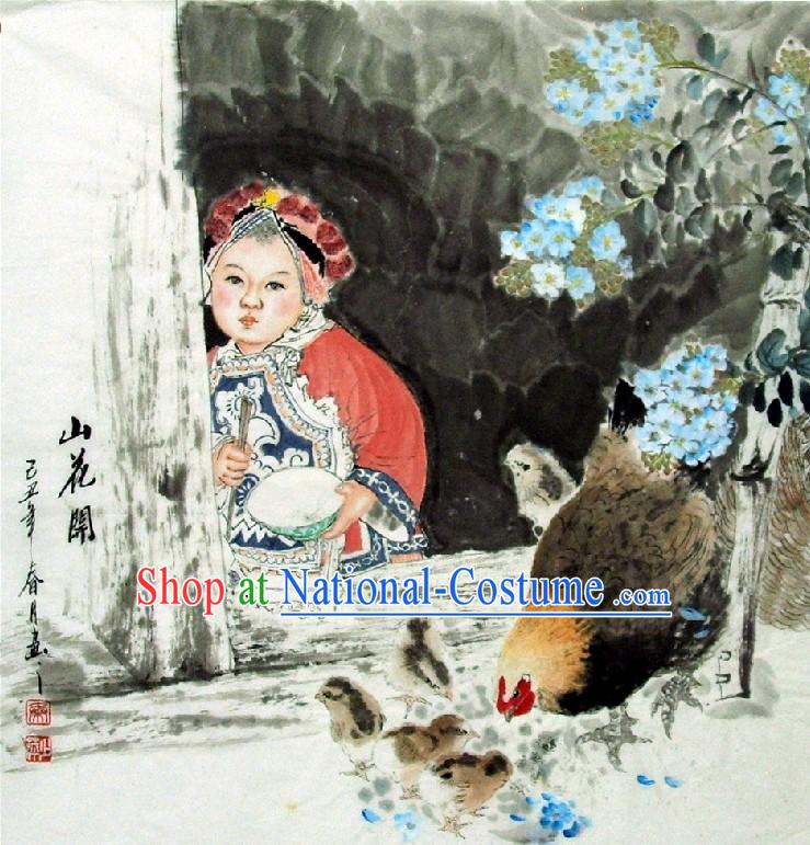 Traditional Chinese Kid Painting by Qin Shaoping