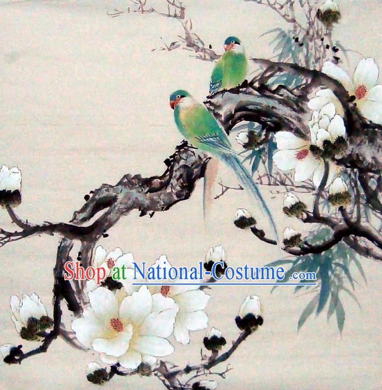 Traditional Chinese Birds and Flower Painting by Liu Lanting