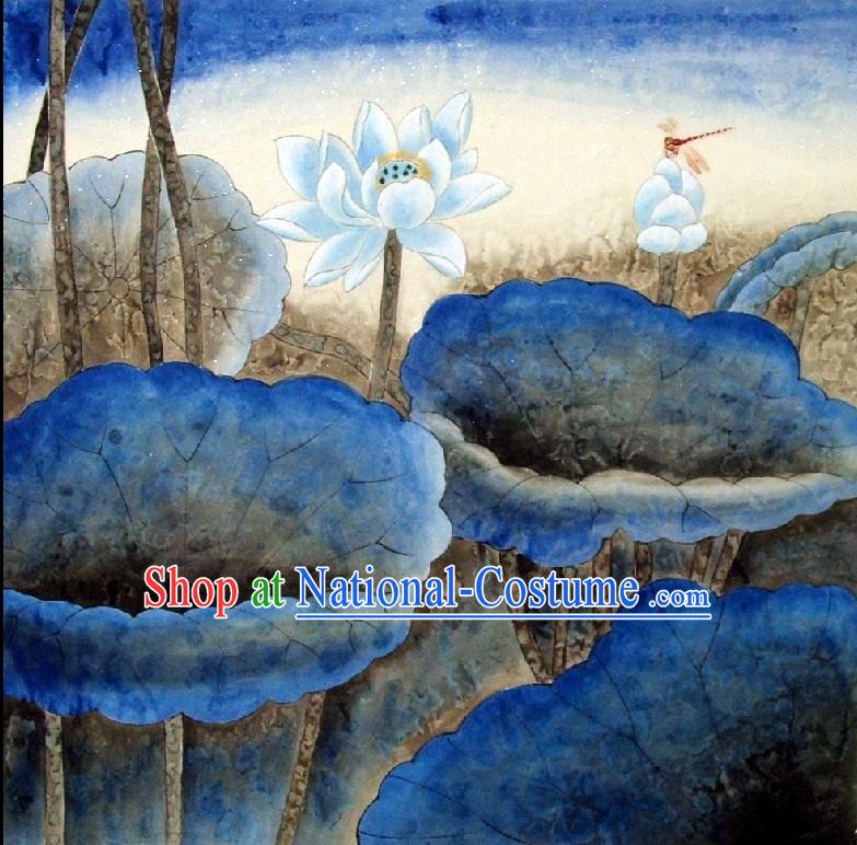 Traditional Chinese Lotus Painting by Qin Shaoping