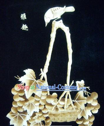 Traditional Chinese Wheat Stalk Painting - Grape Basket