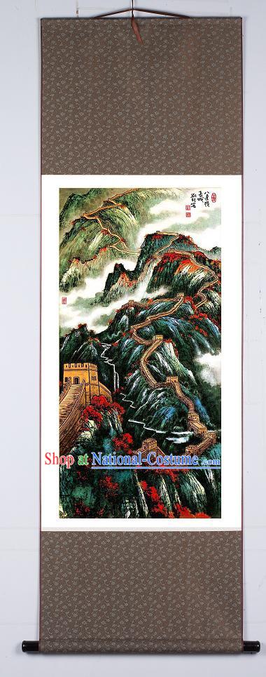 Traditional Chinese Silk Painting - the Great Wall