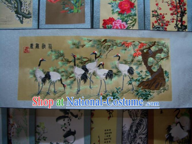 Chinese Silk Crane Painting