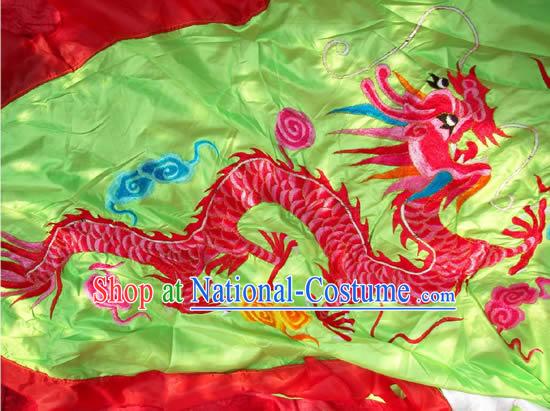 118 Inches Long Large Green Dragon Embroidery Chinese New Year Parade Flag