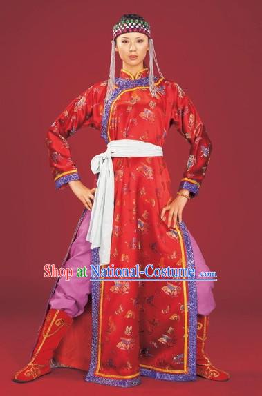 Chinese Olunchun Minority Clothing and Hat Complete Set