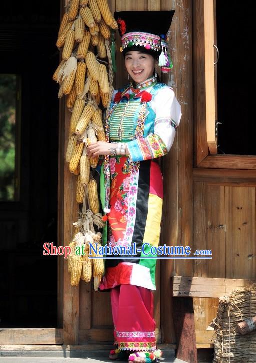 Blang _ Bulang Nationality Dress and Hat Complete Set