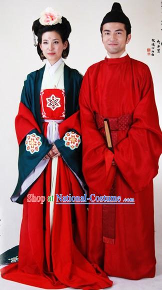 Chinese Ancient Costume Tang Dynasty Wedding Dresses 2 Complete Sets