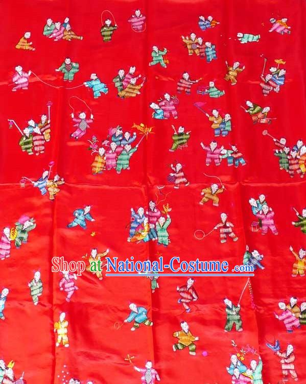 Chinese Hand Embroidered Silk Fabrics Bedcover - Hundreds of Children