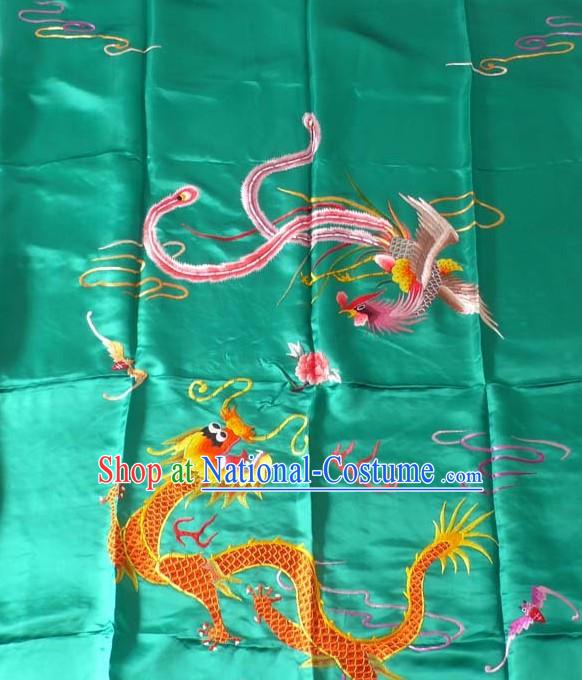 Chinese Hand Embroidery Silk Bedcover - Dragon and Phoenix