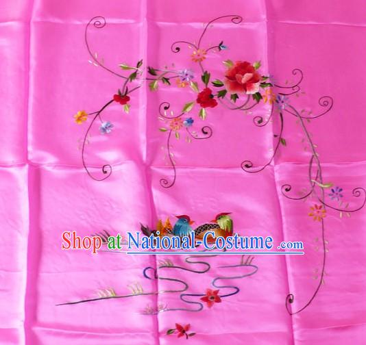 Chinese Hand Embroidery Silk Bedcover - Mandarin Ducks