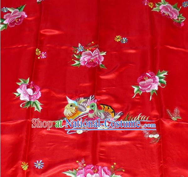 Chinese Hand Embroidery Bedcover-Mandarin Ducks and Peony