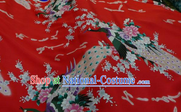 Chinese Traditional Peacock Pure Silk Fabric