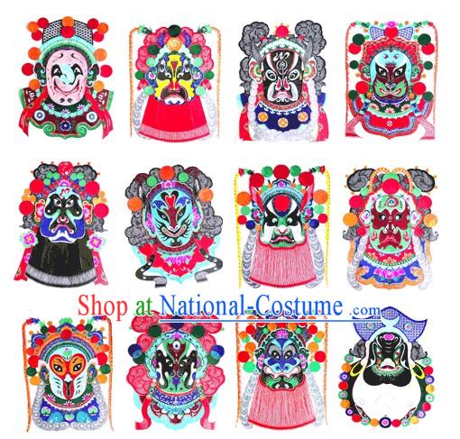 Large Chinese Traditional Handmade Opera Mask Papercut _12 pieces Symbolic Animals set_