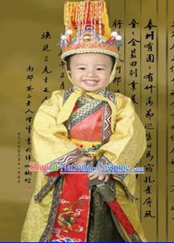 China Ancient Emperor Traditional Hats and Costume Set