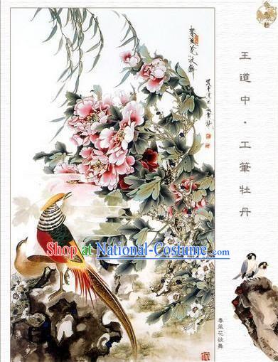 Chinese Film and Stage Performance and Photo Studio Traditional Painting Prop - Bird and Flower