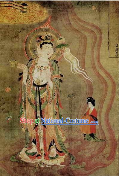 Chinese Film and Stage Performance and Photo Studio Traditional Painting Prop - Guan Yin Portrait