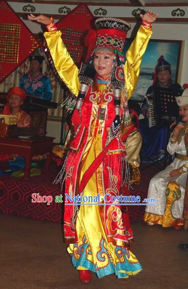 Happy Celebration China Minority Dance Clothing and Hat Complete Set