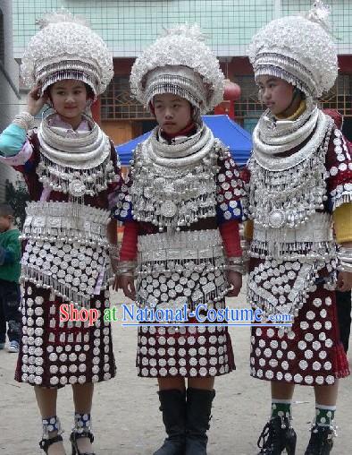 Chinese Miao Minority Silver Costume and Accessories Complete Set