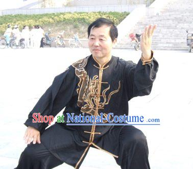 Chinese Traditional Tai Chi Embroidered Dragon Uniform Set