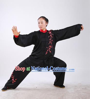 Chinese Tai Chi Embroidered Plum Blossom Blouse and Pants Complete Set