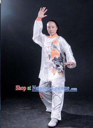 Chinese Professional Martial Arts Original Painting Silk Uniform Complete Set