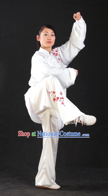 Plum Blossom Embroidery Martial Arts White Tai Chi Chuan Uniform