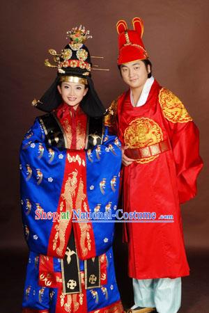 Traditional Korean Wedding Dress Bride and Bridegroom 2 Complete Sets