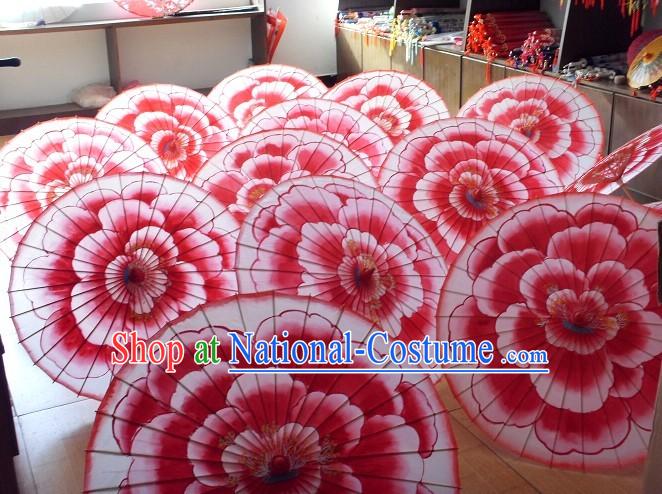 Chinese Handmade Bamboo and Silk Flower Umbrella