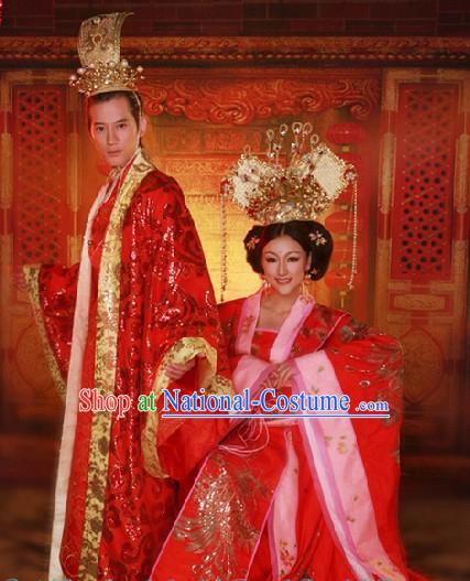 China Traditional Wedding Groom Dress and Crown Complete Set