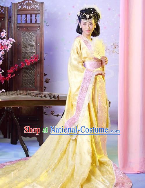 Chinese Classical Tang Dynasty Clothing Complete Set with Long Tail