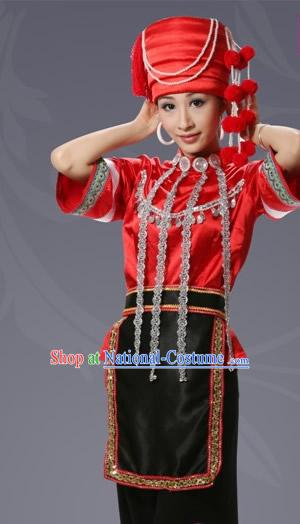 Chinese Achang Minority Costume and Hat Complete Set