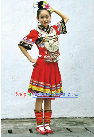 Traditional Chinese Ethnic Dance Costume Complete Set for Children