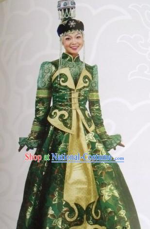 Mongolian Traditional Folk Dancing Costume for Woman