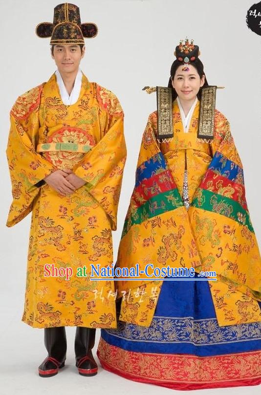 Traditional Korean Wedding Hanbok for Bride and Bridegroom