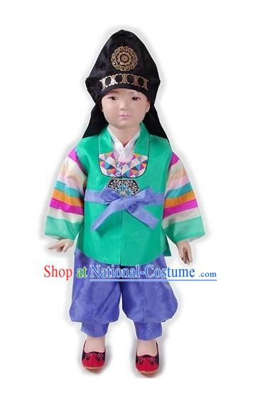 Traditional Korean Boy Hanbok and Hat Set